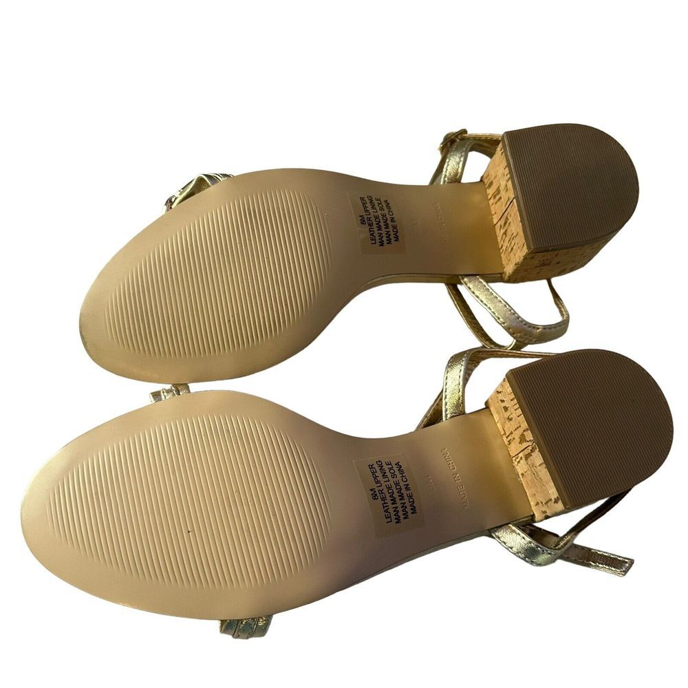 Lilly Pulitzer Marcia Block Heel Sandal Metallic Gold Leather Women's Size 8 - Picture 4 of 12